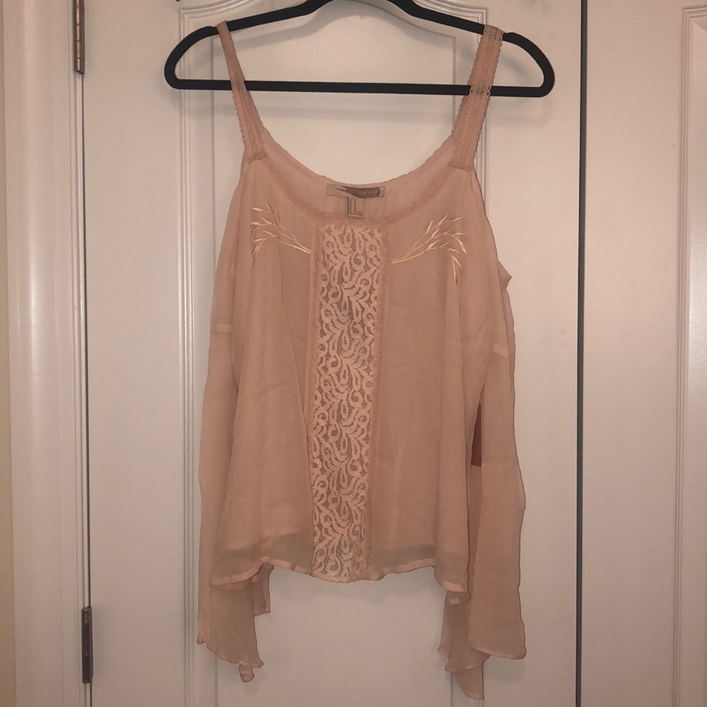 F21 Off-Shoulder Light Pink Top Flared Sleeves